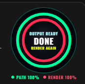 Workflow status button showing a completed path and render